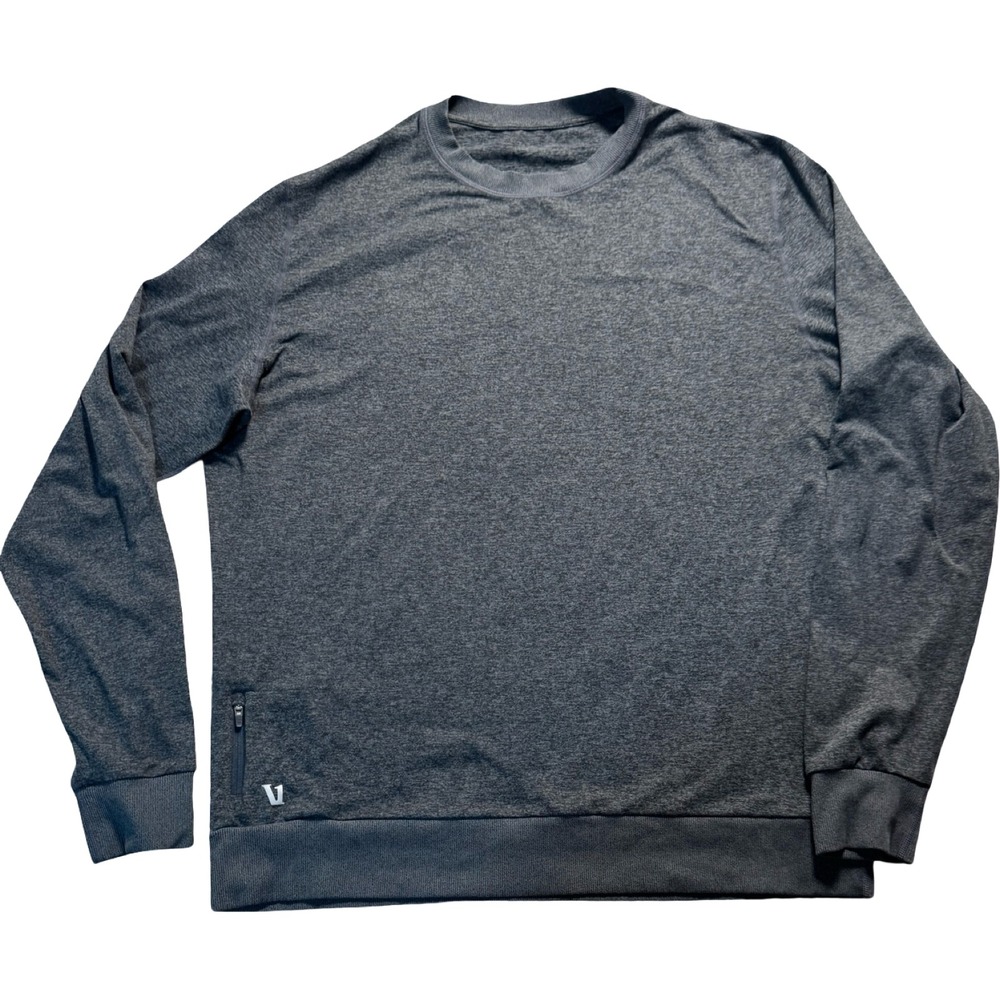 Vuori Ponto Performance Crew Men's XL Heather Gray Pullover Zip Pocket